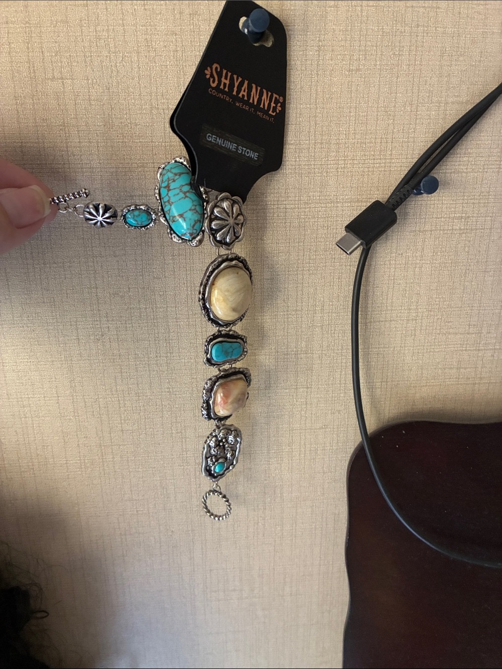 Shyanne Turquoise and Cream Southwestern Stone Bracelet